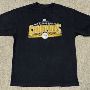 Pittsburgh Steelers NFL Football 2008 AFC Champions black t-shirt size L